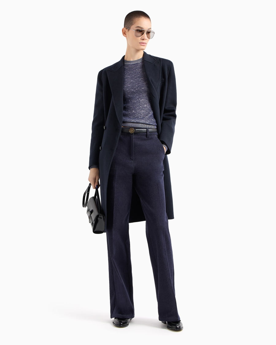The world of armani DENIM COLLECTION MAGLIA GIROCOLLO IN MISTO VISCOSA GOFFRATA Acquista Ora