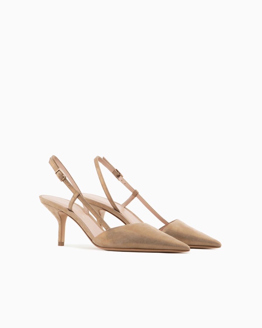 The world of armani SLINGBACK IN PELLE SCAMOSCIATA LAMINATA Fino Al -60%