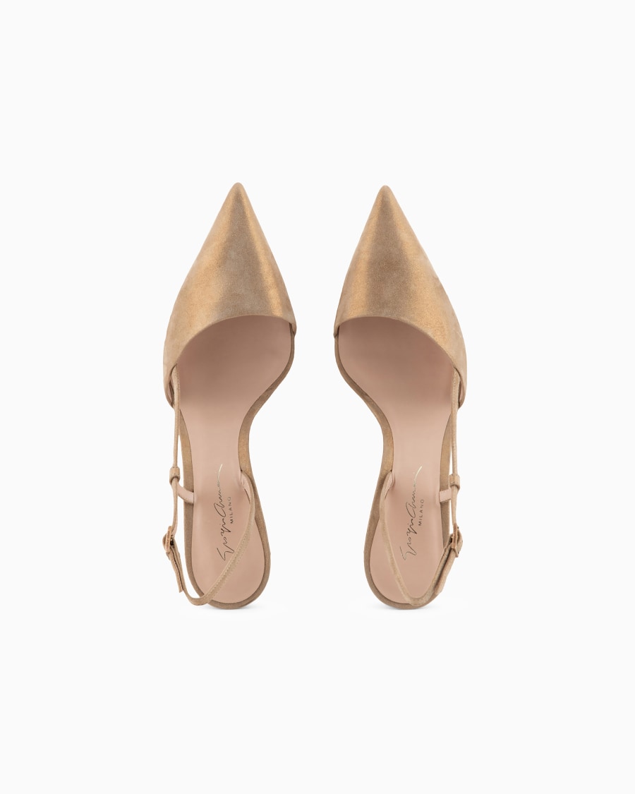 The world of armani SLINGBACK IN PELLE SCAMOSCIATA LAMINATA Fino Al -60%