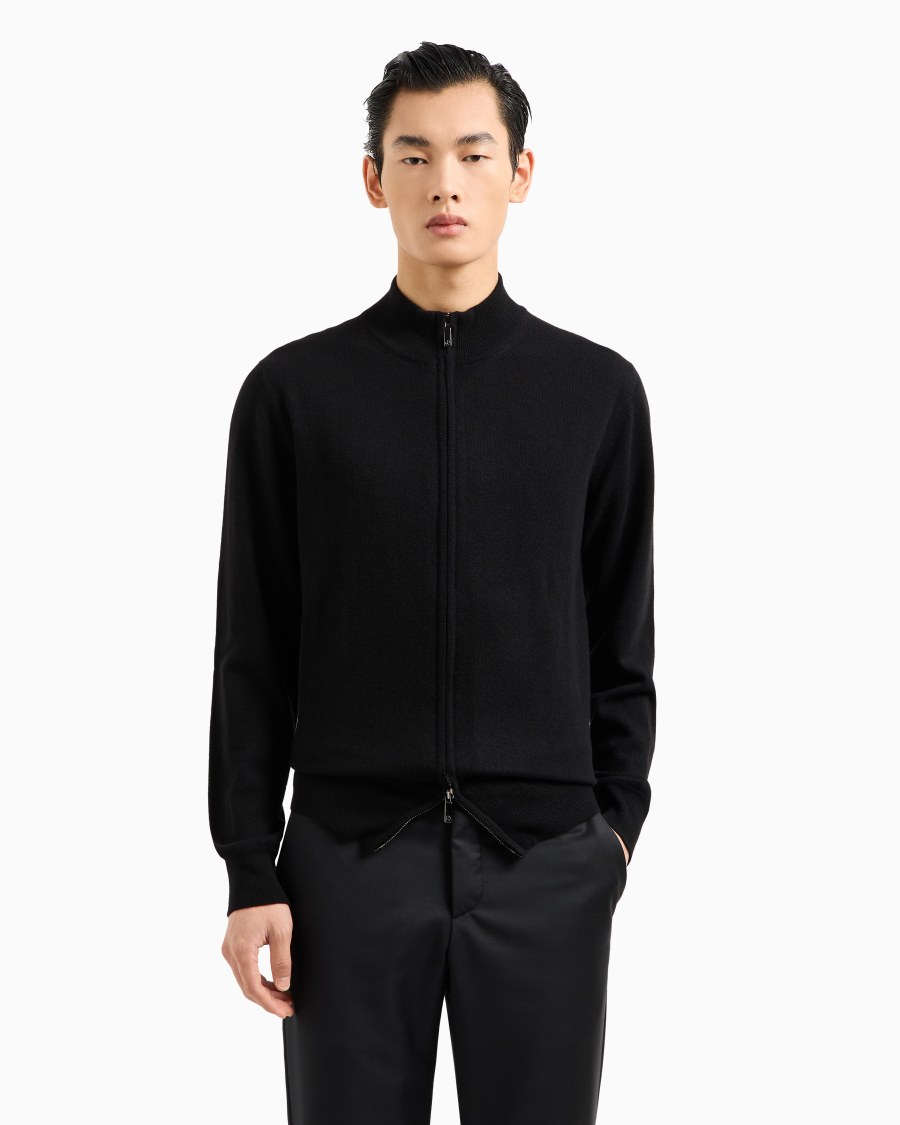 The world of armani CARDIGAN CON ZIP IN CASHMERE Prezzo Ridotto