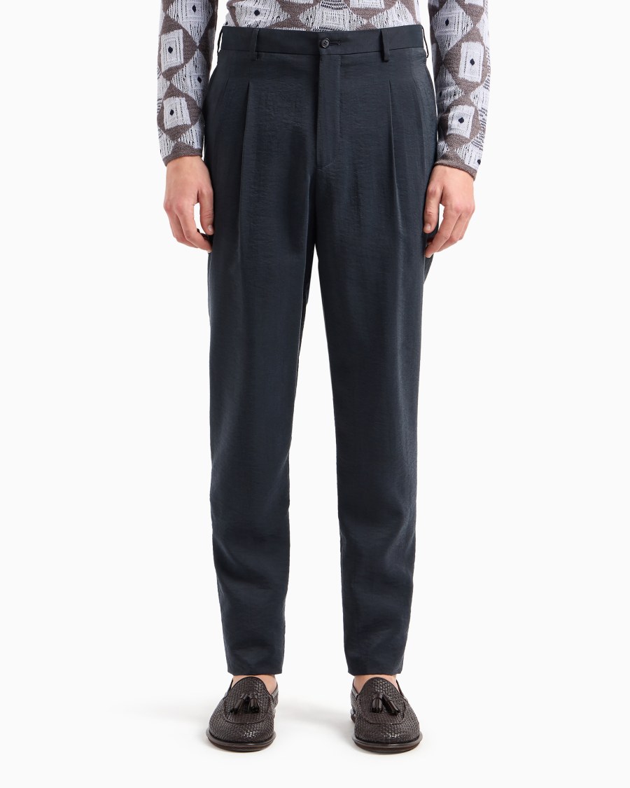 The world of armani PANTALONI A DUE PINCES IN TWILL MISTO SETA Convenienza
