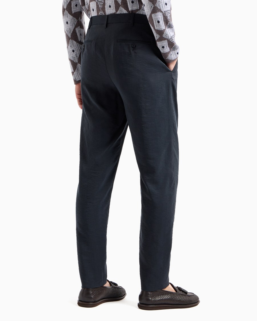 The world of armani PANTALONI A DUE PINCES IN TWILL MISTO SETA Convenienza