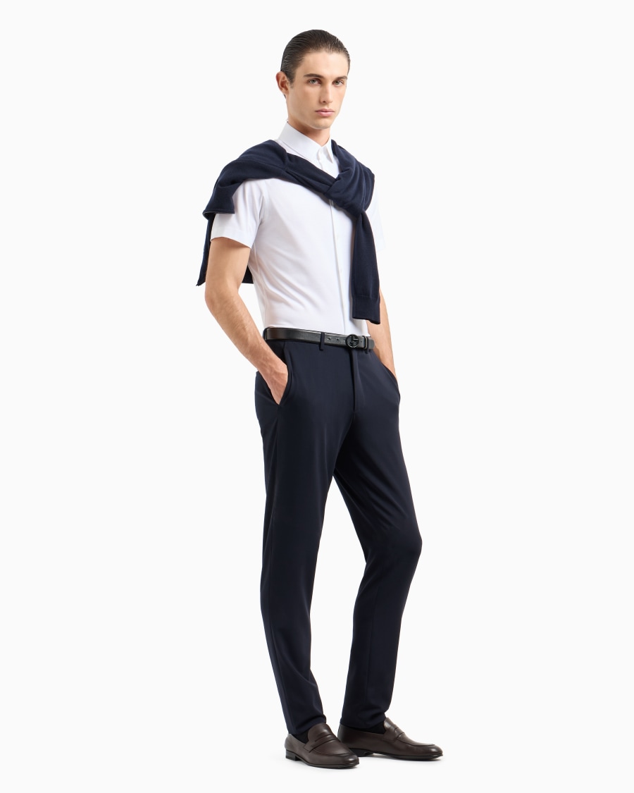 The world of armani CAMICIA A MANICHE CORTE IN JERSEY DI COTONE Sconto