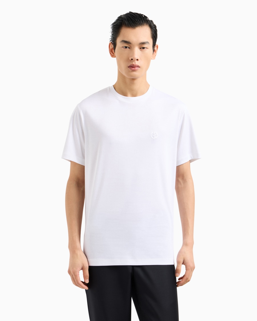 The world of armani T-SHIRT IN INTERLOCK DI COTONE CON LOGO RICAMATO Online