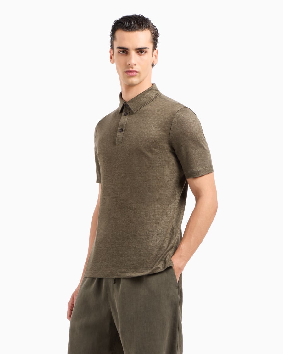 The world of armani POLO A MANICHE CORTE IN JERSEY DI PURO LINO Italia