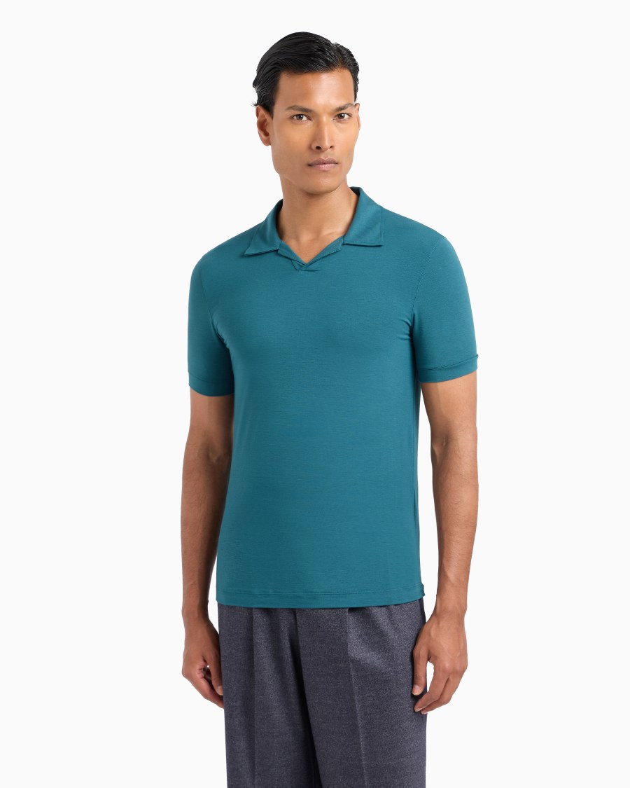 The world of armani POLO A MANICHE CORTE IN JERSEY DI VISCOSA STRETCH In Linea