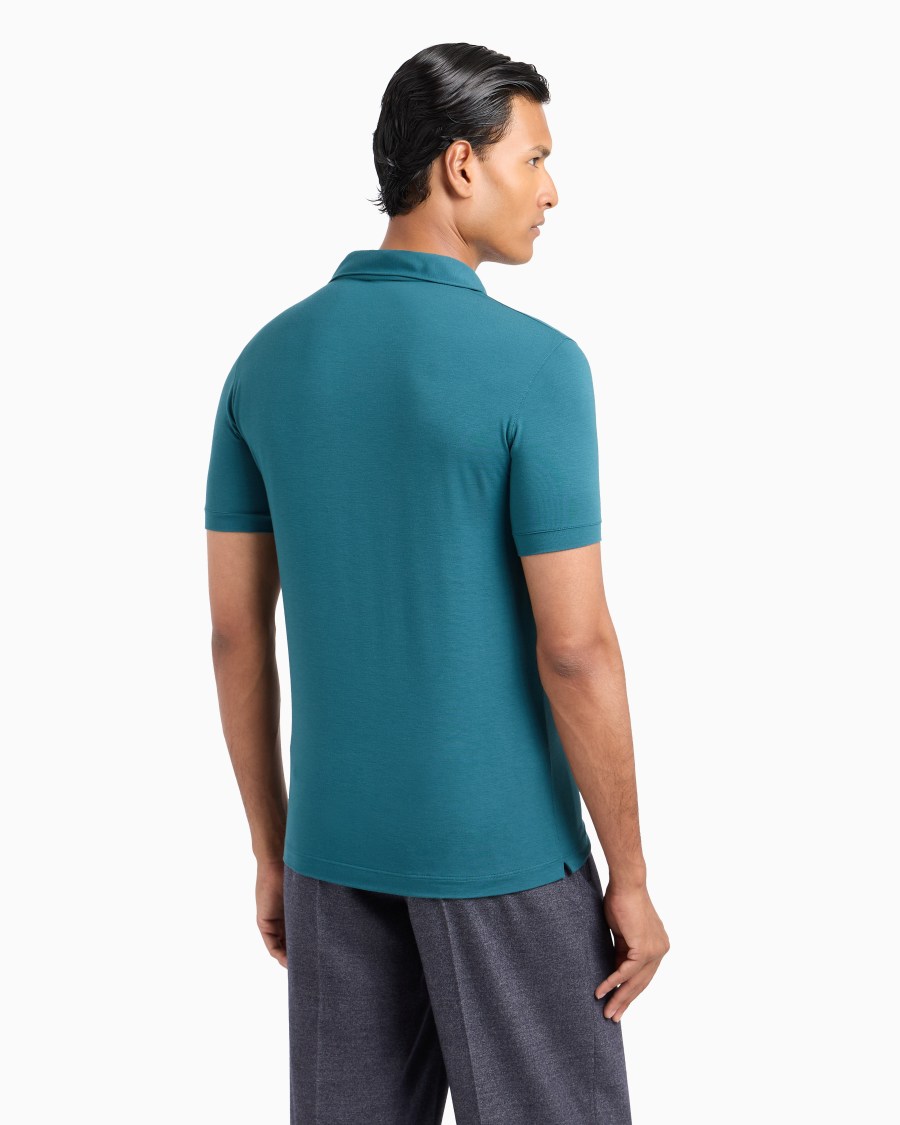 The world of armani POLO A MANICHE CORTE IN JERSEY DI VISCOSA STRETCH In Linea