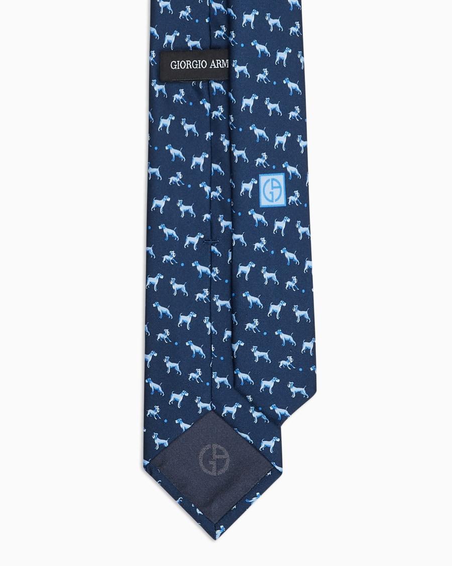 The world of armani CRAVATTA IN SETA STAMPA CAGNOLINI ASV Spedizione Gratuita