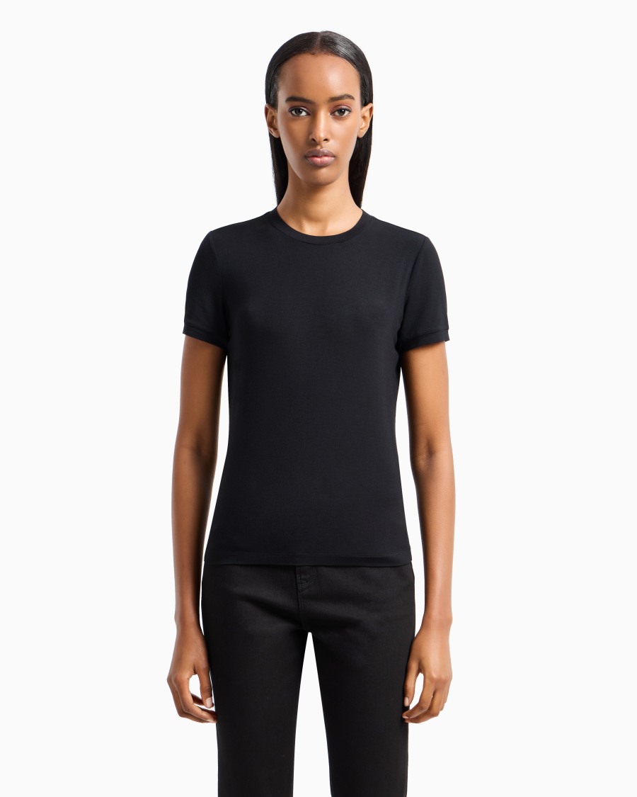 The world of armani T-SHIRT IN JERSEY DI VISCOSA STRETCH Consegna Veloce