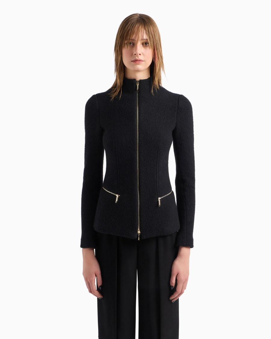 The world of armani GIACCA CON ZIP IN COTONE LANA E CASHMERE DOUBLE Fino Al -60%