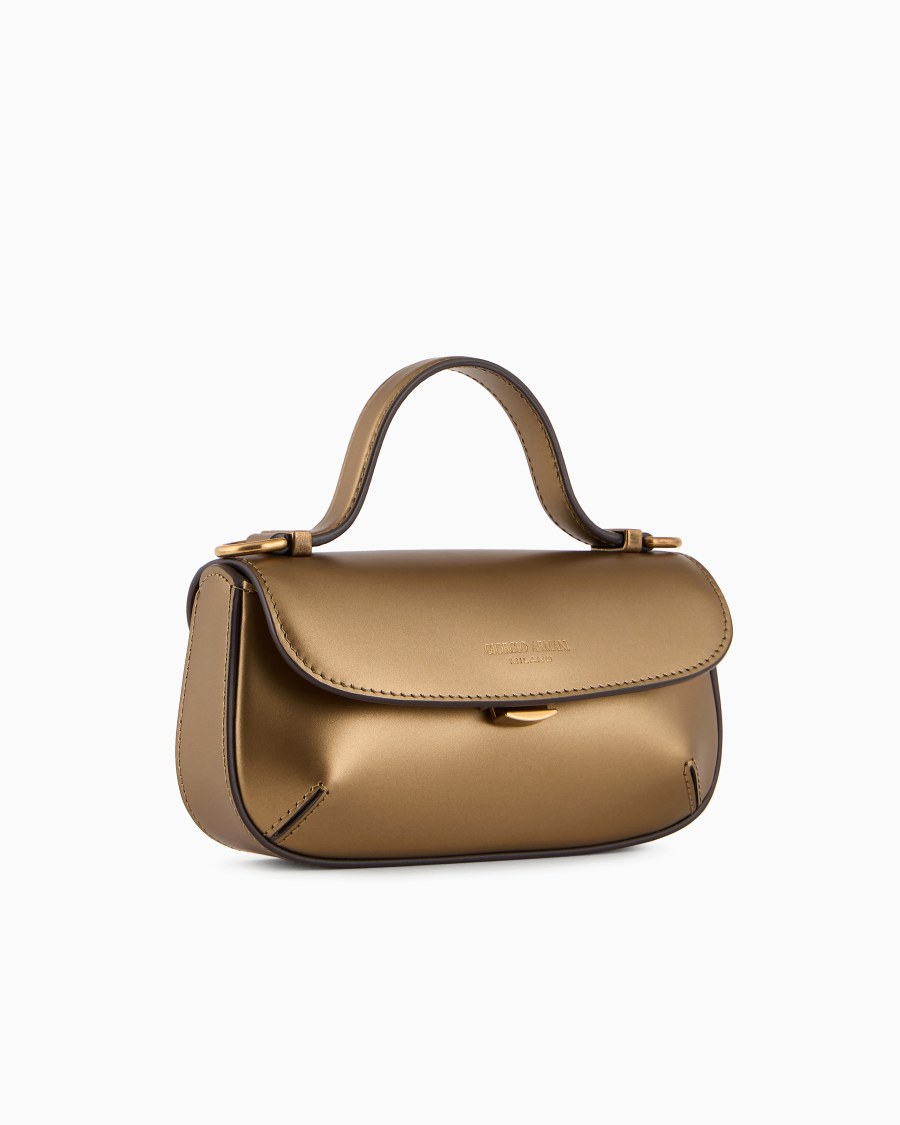 The world of armani MINI BORSA A MANO LA PRIMA IN PELLE LAMINATA Prezzo Ridotto