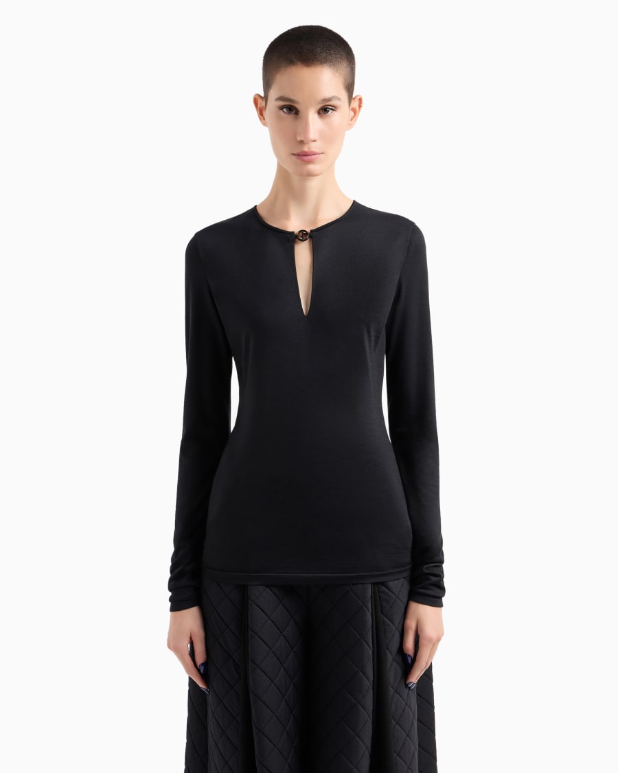 The world of armani MAGLIA A MANICHE LUNGHE IN JERSEY DI LANA Outlet