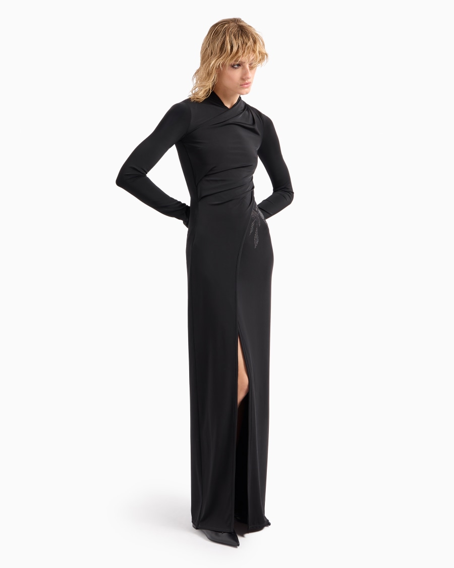 The world of armani ABITO LUNGO IN JERSEY DI VISCOSA STRETCH CON STRASS ASV Vendita Economica