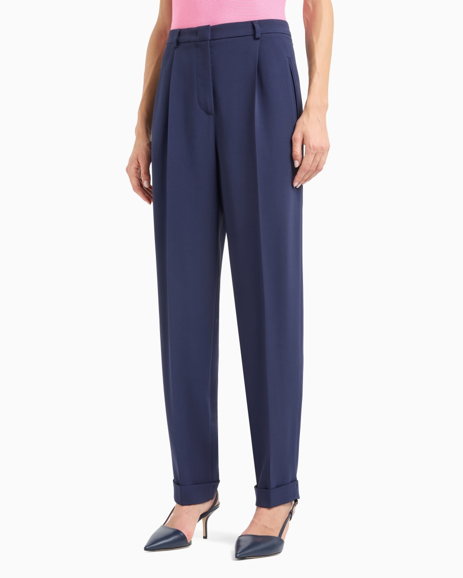 The world of armani PANTALONI DRITTI A UNA PINCE IN CADY DI VISCOSA In Saldo