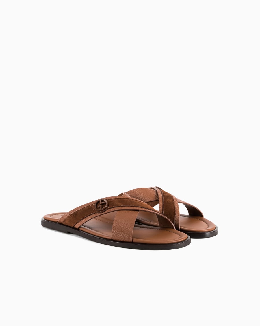 The world of armani SANDALI CROSS IN PELLE SCAMOSCIATA BICOLORE Promozione