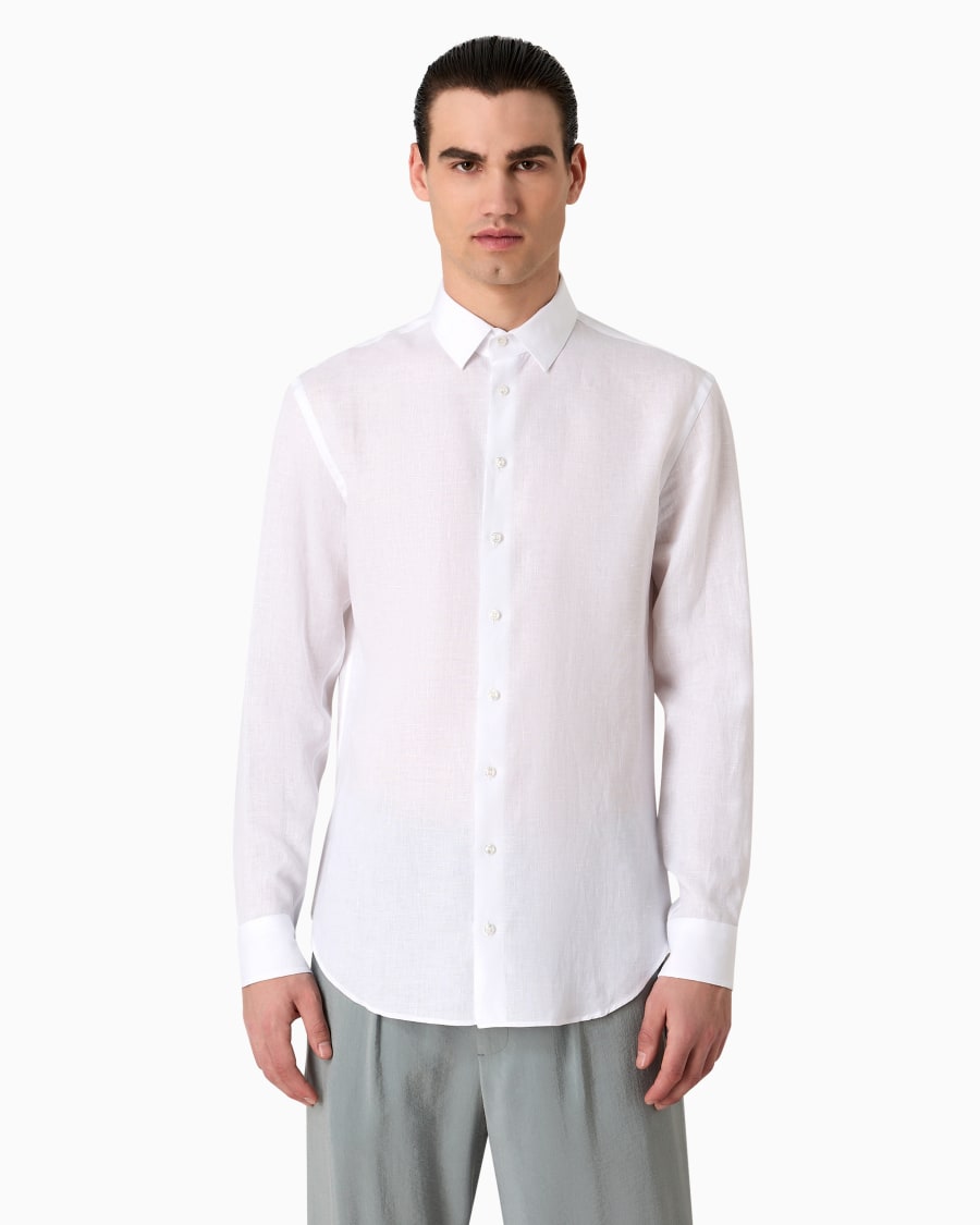 The world of armani CAMICIA REGULAR FIT IN LINO Black Friday Prezzi