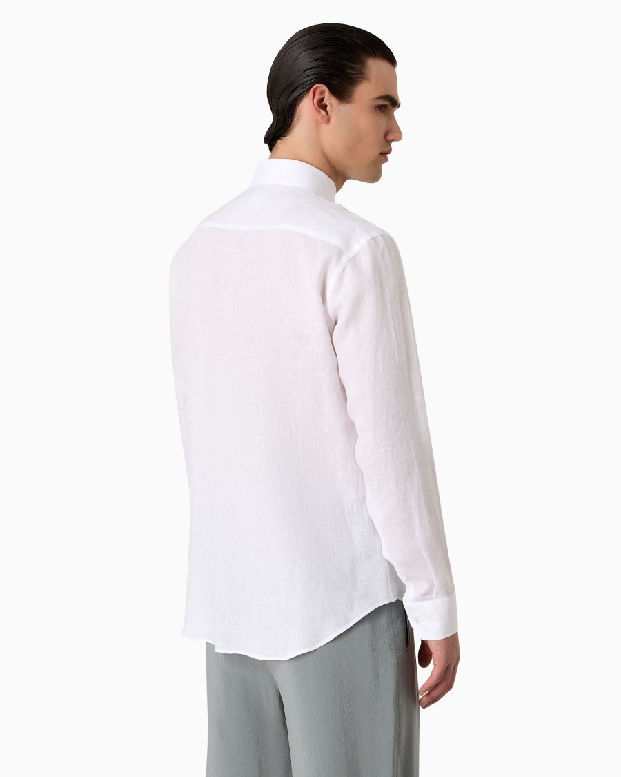 The world of armani CAMICIA REGULAR FIT IN LINO Black Friday Prezzi
