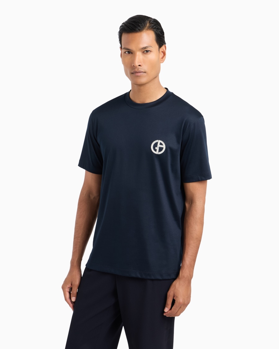 The world of armani T-SHIRT GIROCOLLO IN INTERLOCK DI COTONE Acquista Ora