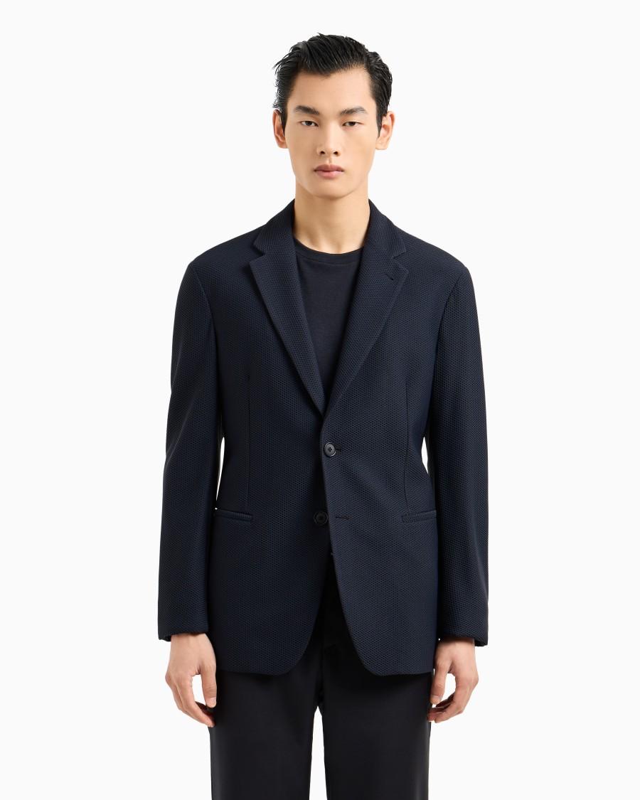 The world of armani GIACCA MONOPETTO IN GAUFRÉ TECNICO Shopping Online