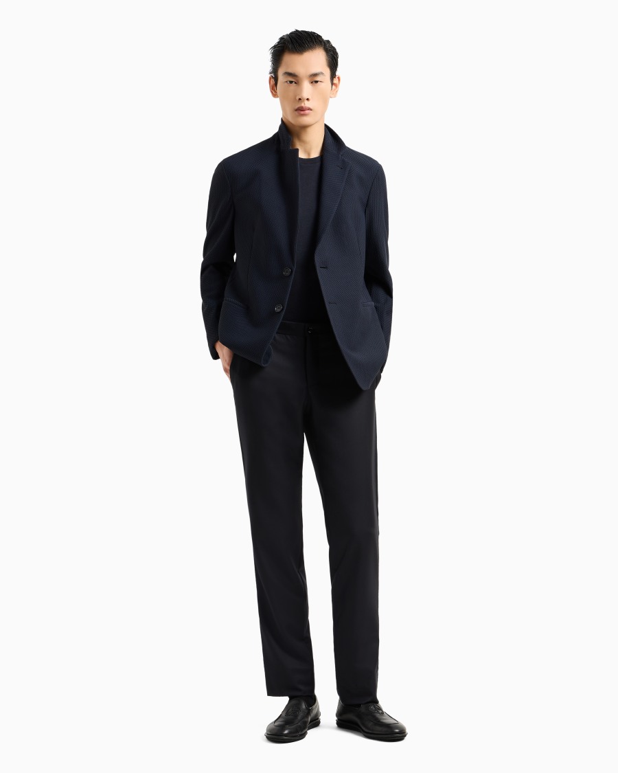 The world of armani GIACCA MONOPETTO IN GAUFRÉ TECNICO Shopping Online