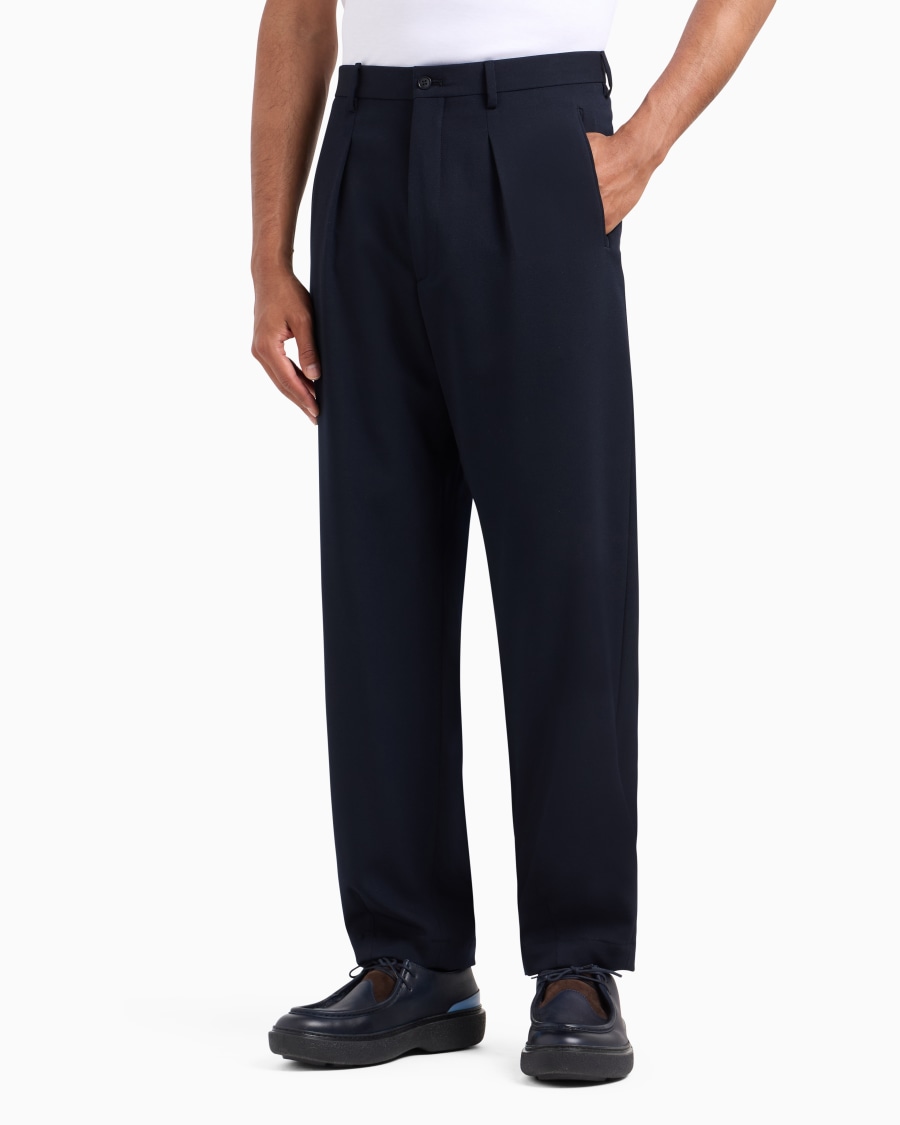 The world of armani PANTALONI A UNA PINCE IN LANA VERGINE STRETCH Prezzo Ridotto