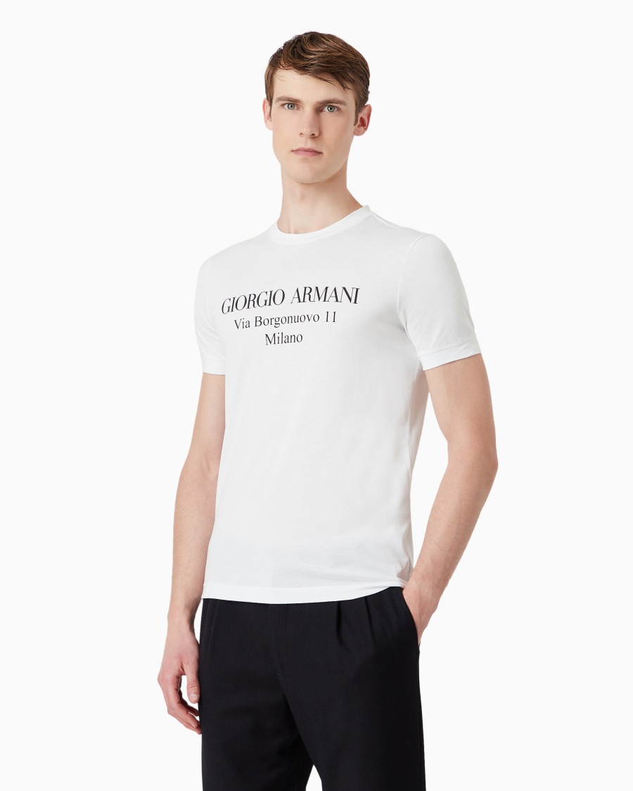 The world of armani T-SHIRT GIROCOLLO BORGONUOVO 11 IN JERSEY DI COTONE PIMA Presa