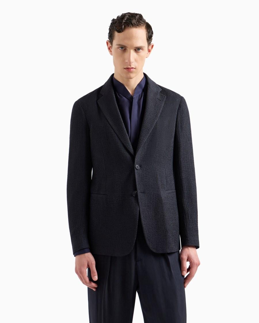 The world of armani GIACCA MONOPETTO IN MISTO CUPRO EFFETTO MESH Offerta