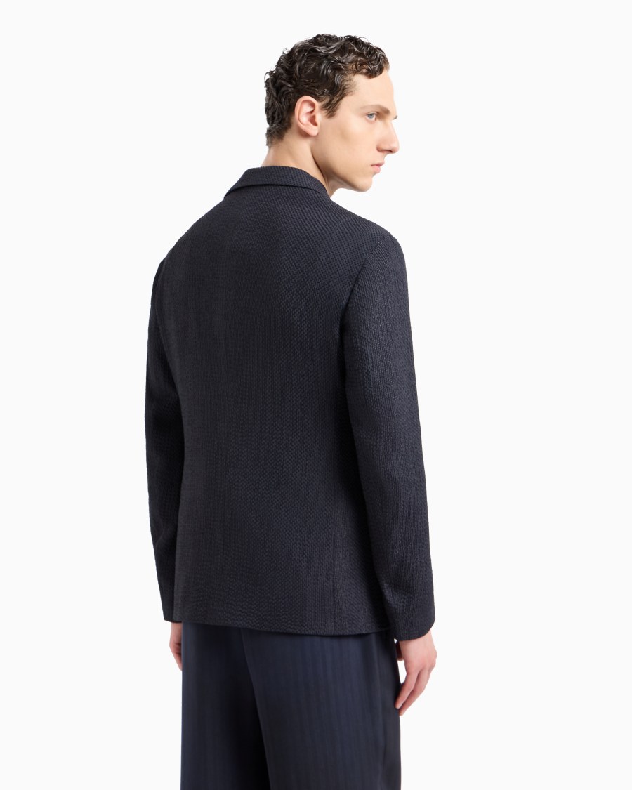 The world of armani GIACCA MONOPETTO IN MISTO CUPRO EFFETTO MESH Offerta