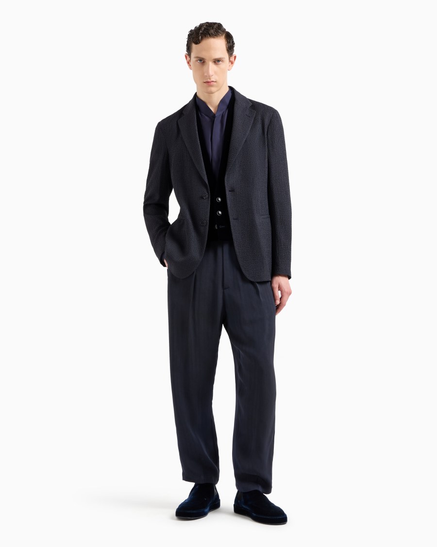 The world of armani GIACCA MONOPETTO IN MISTO CUPRO EFFETTO MESH Offerta