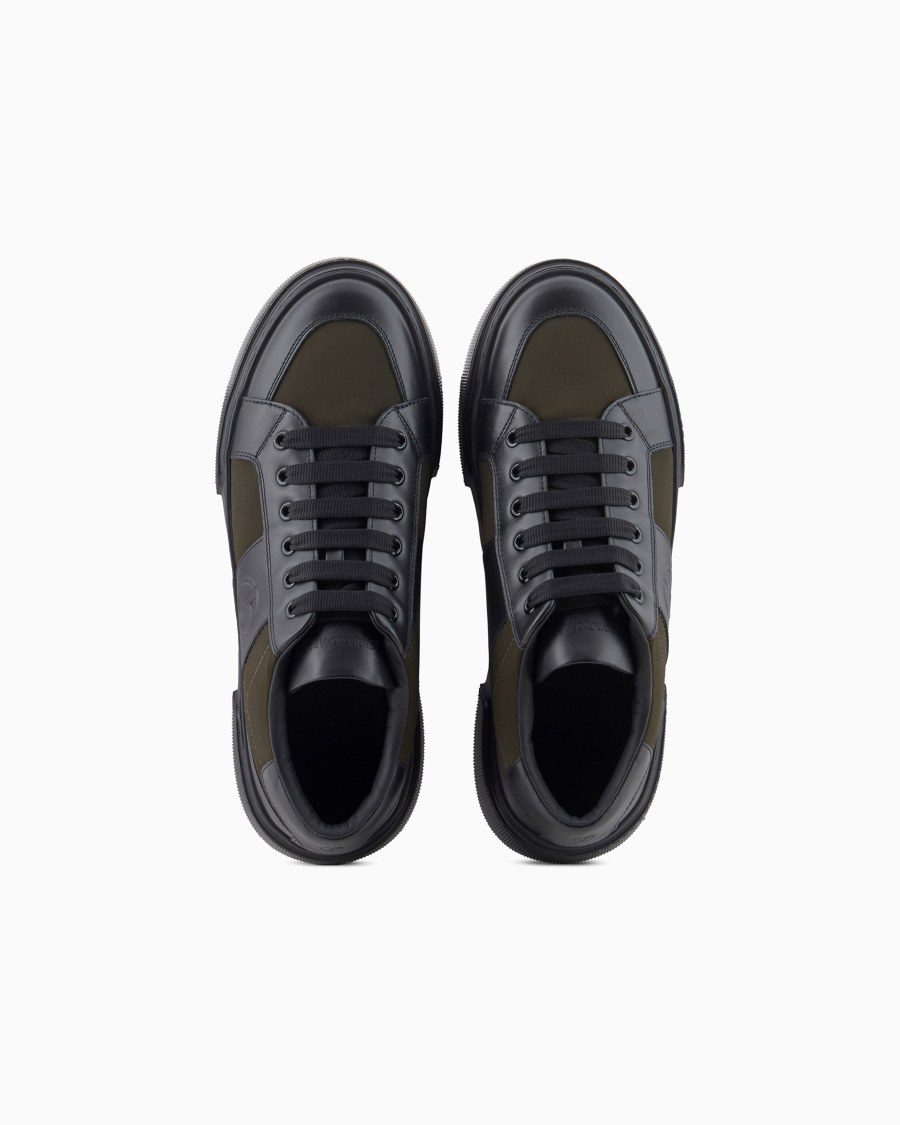 The world of armani SNEAKERS IN PELLE E TESSUTO Outlet