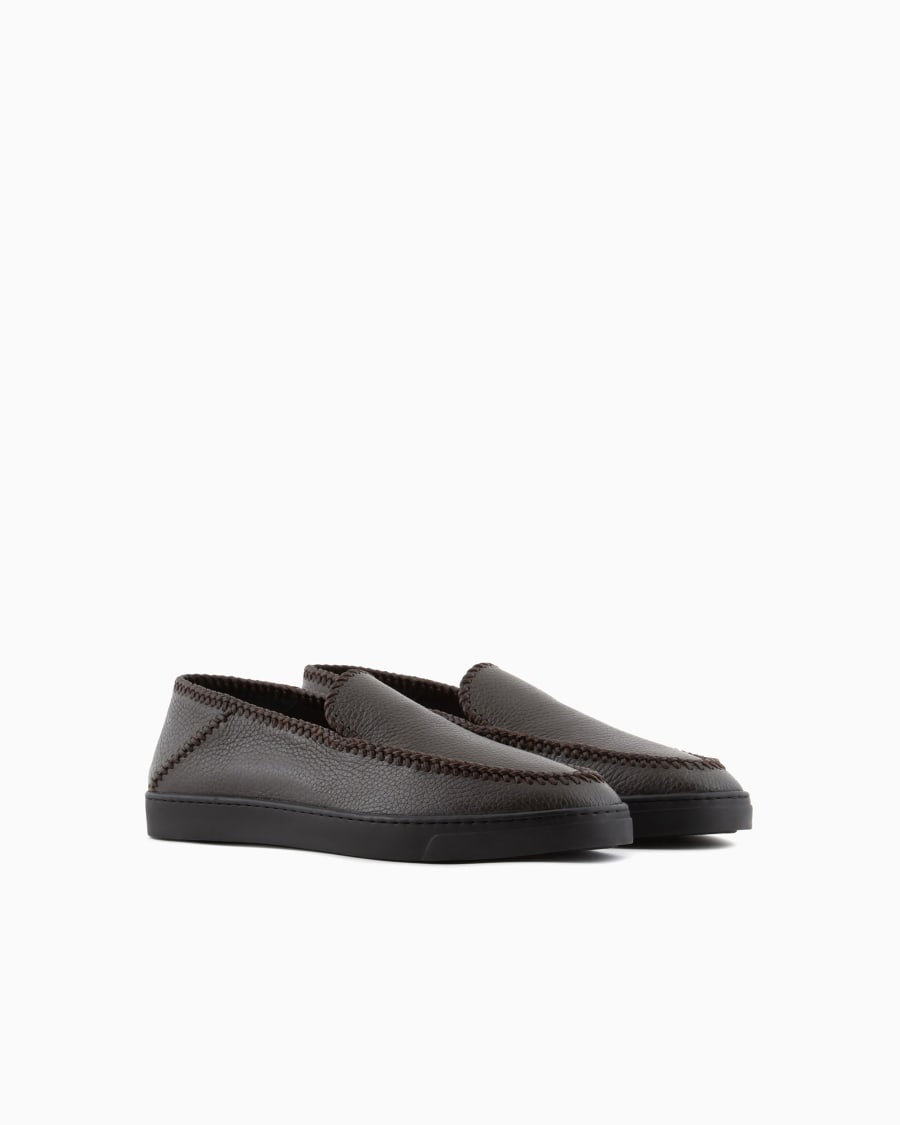 The world of armani GALLERIA 3 SLIP-ON IN CERVO CON INFILATURE In Vendita