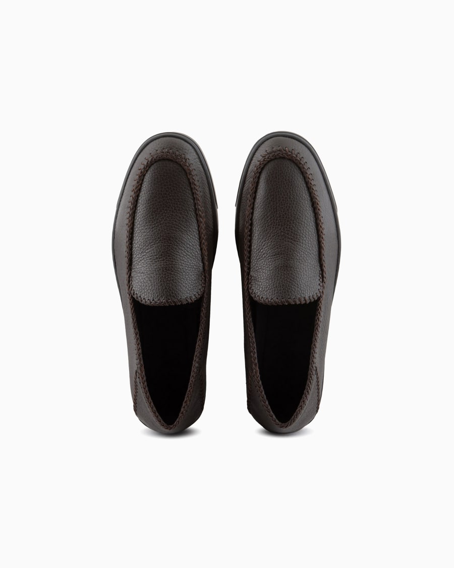 The world of armani GALLERIA 3 SLIP-ON IN CERVO CON INFILATURE In Vendita