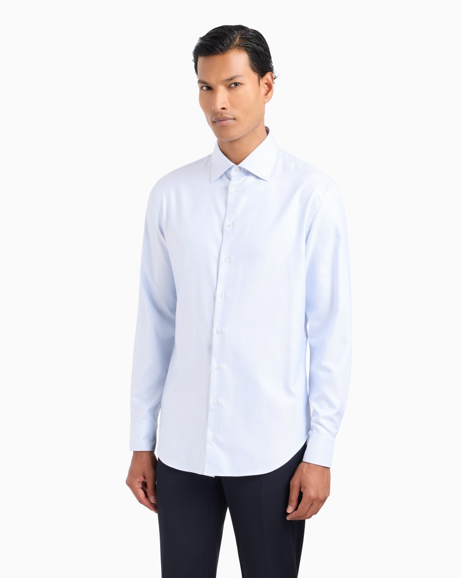 The world of armani CAMICIA REGULAR FIT IN COTONE MICROARMATURATO Convenienza
