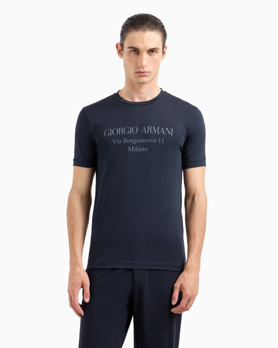 The world of armani T-SHIRT GIROCOLLO BORGONUOVO 11 IN JERSEY DI COTONE PIMA In Saldo