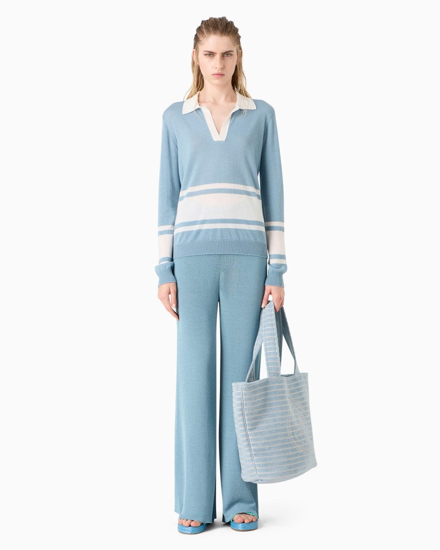 The world of armani PANTALONI IN MAGLIA DI MISTO VISCOSA Acquista Ora
