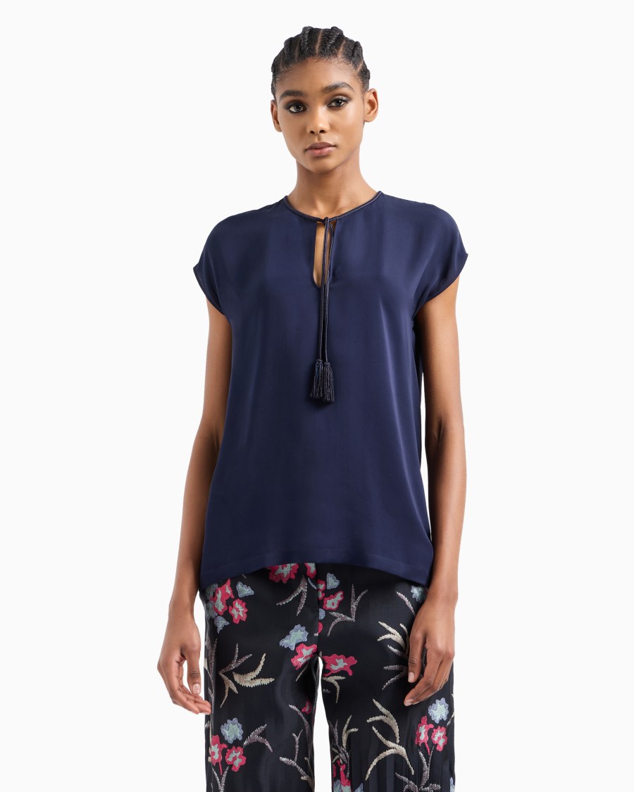 The world of armani BLUSA IN DOPPIA GEORGETTE DI SETA Consegna Veloce