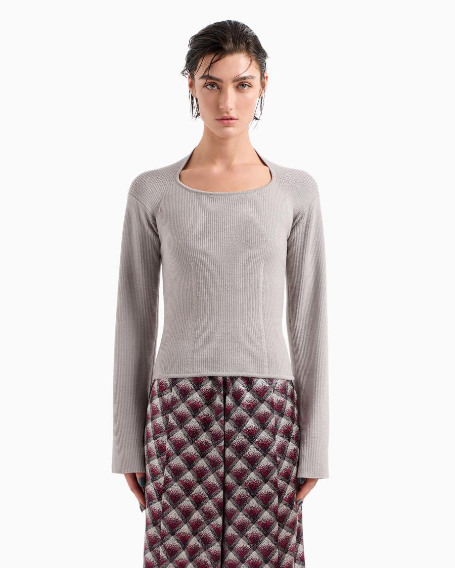 The world of armani MAGLIA IN LANA E VISCOSA A COSTE Promozione Limitata