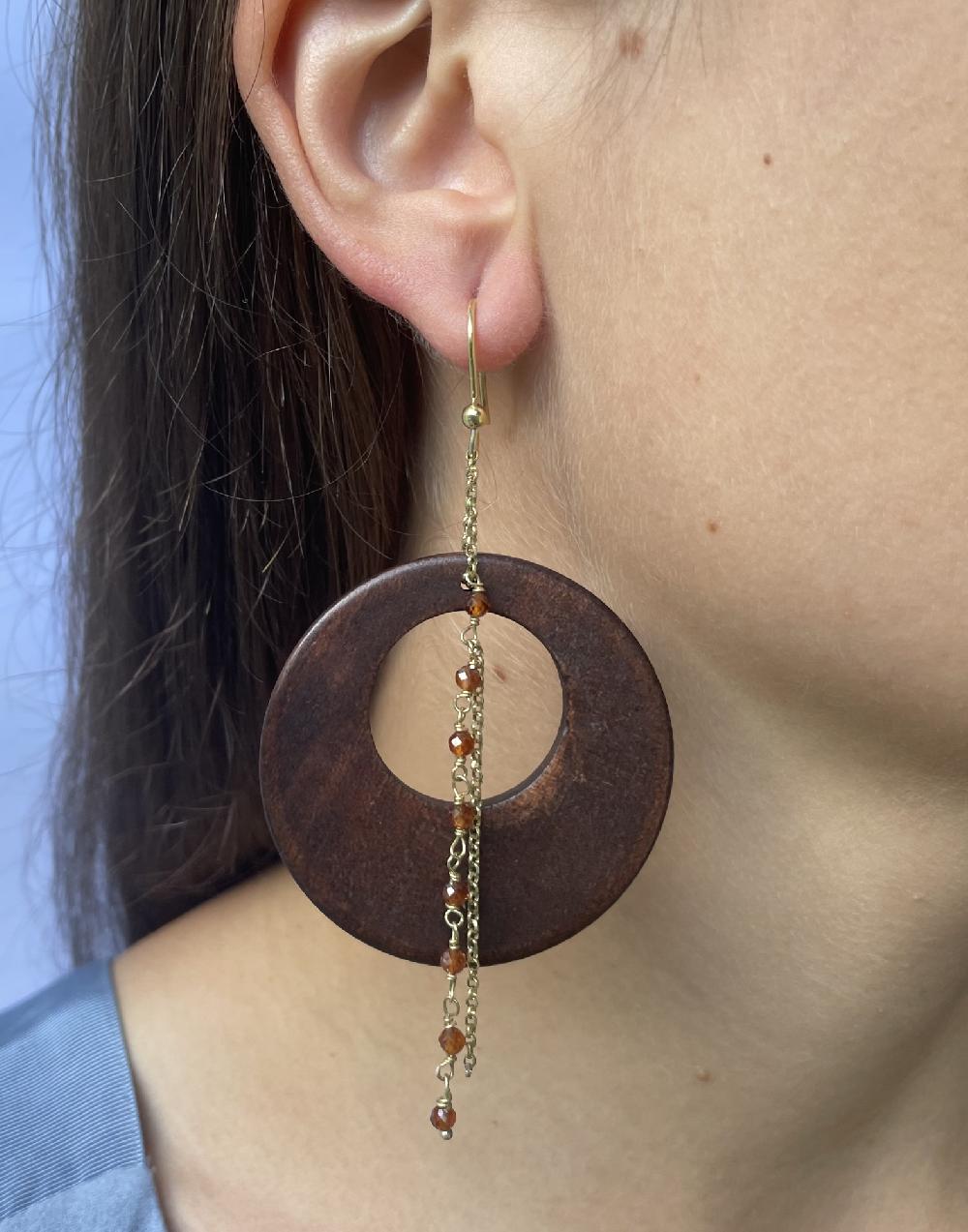 Trimi Gioielli Orecchini artigianali con Corniola e Legno – Africa Promozione Limitata