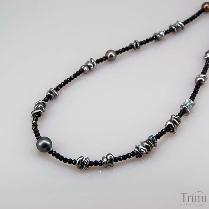 Trimi Gioielli Collana con perle di tahiti e spinello e keshi Shopping Online