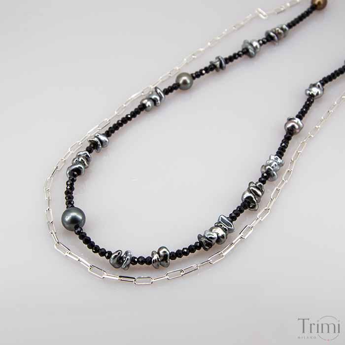 Trimi Gioielli Collana con perle di tahiti e spinello e keshi Shopping Online