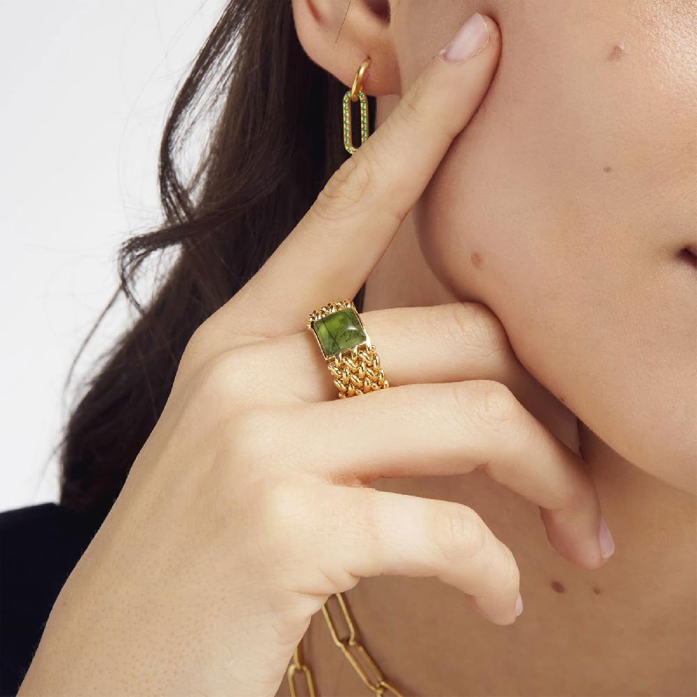 Unoaerre Anello in argento dorato con pietra Peridot Verde | UNOAERRE Gioielli Shopping Online