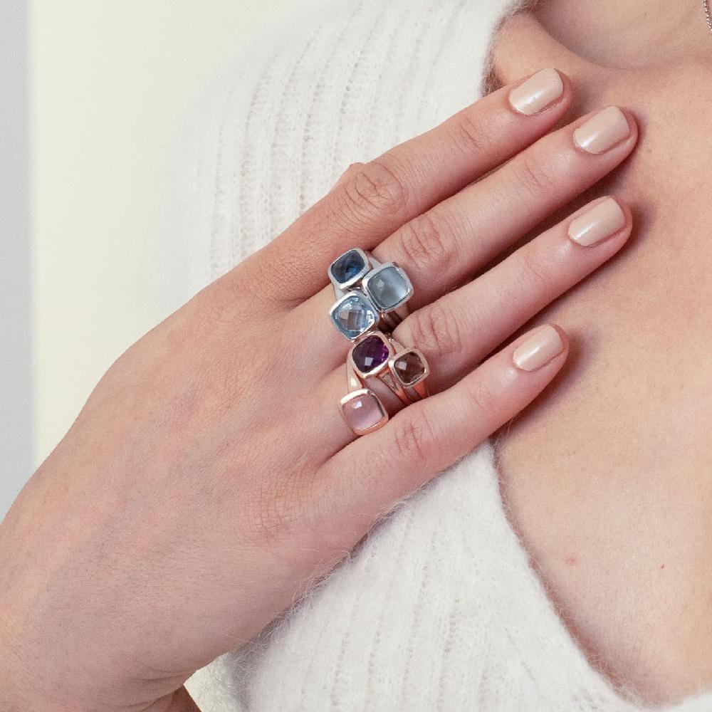 Unoaerre Anello donna Unoaerre in argento rosa e cristallo rosa | UNOAERRE Gioielli Online
