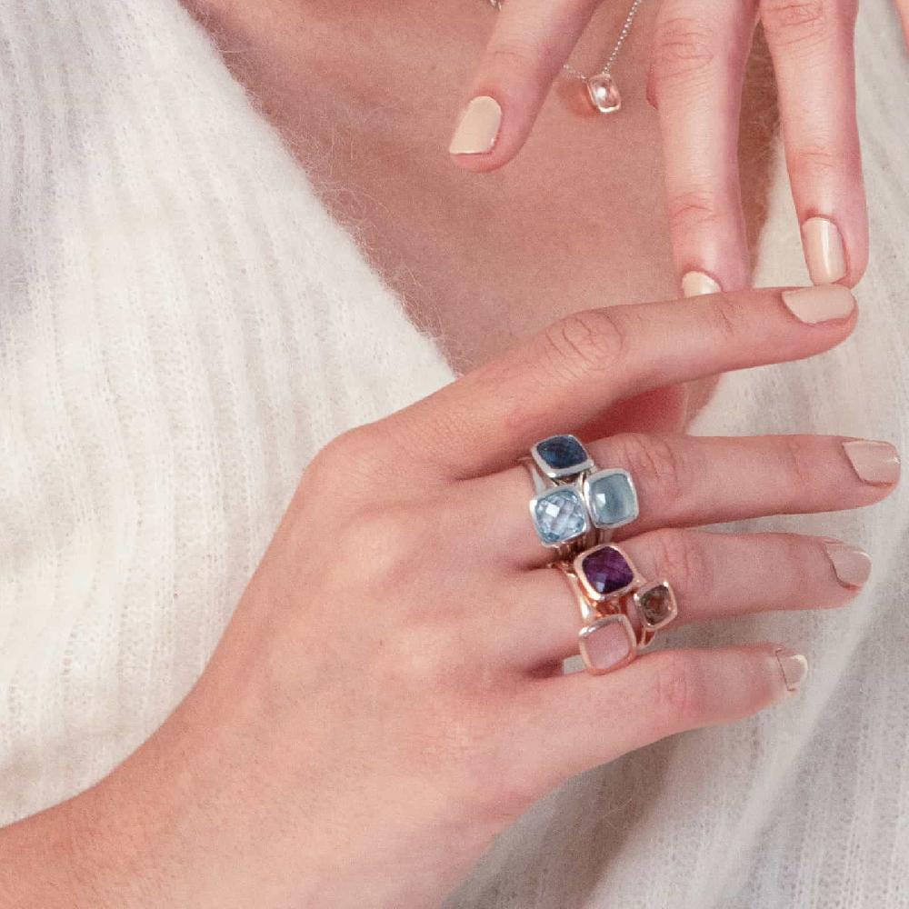 Unoaerre Anello donna Unoaerre in argento rosa e cristallo rosa | UNOAERRE Gioielli Online