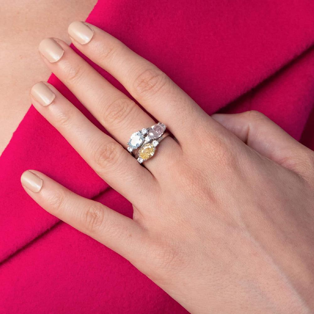 Unoaerre Anello solitario in argento con cubic zirconia rosa | UNOAERRE Gioielli Vendita Economica