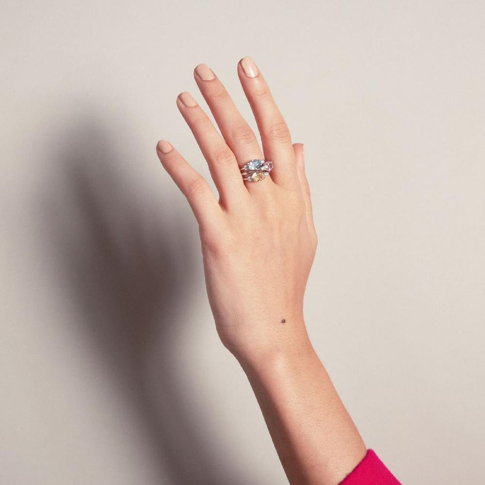 Unoaerre Anello solitario in argento con cubic zirconia rosa | UNOAERRE Gioielli Vendita Economica