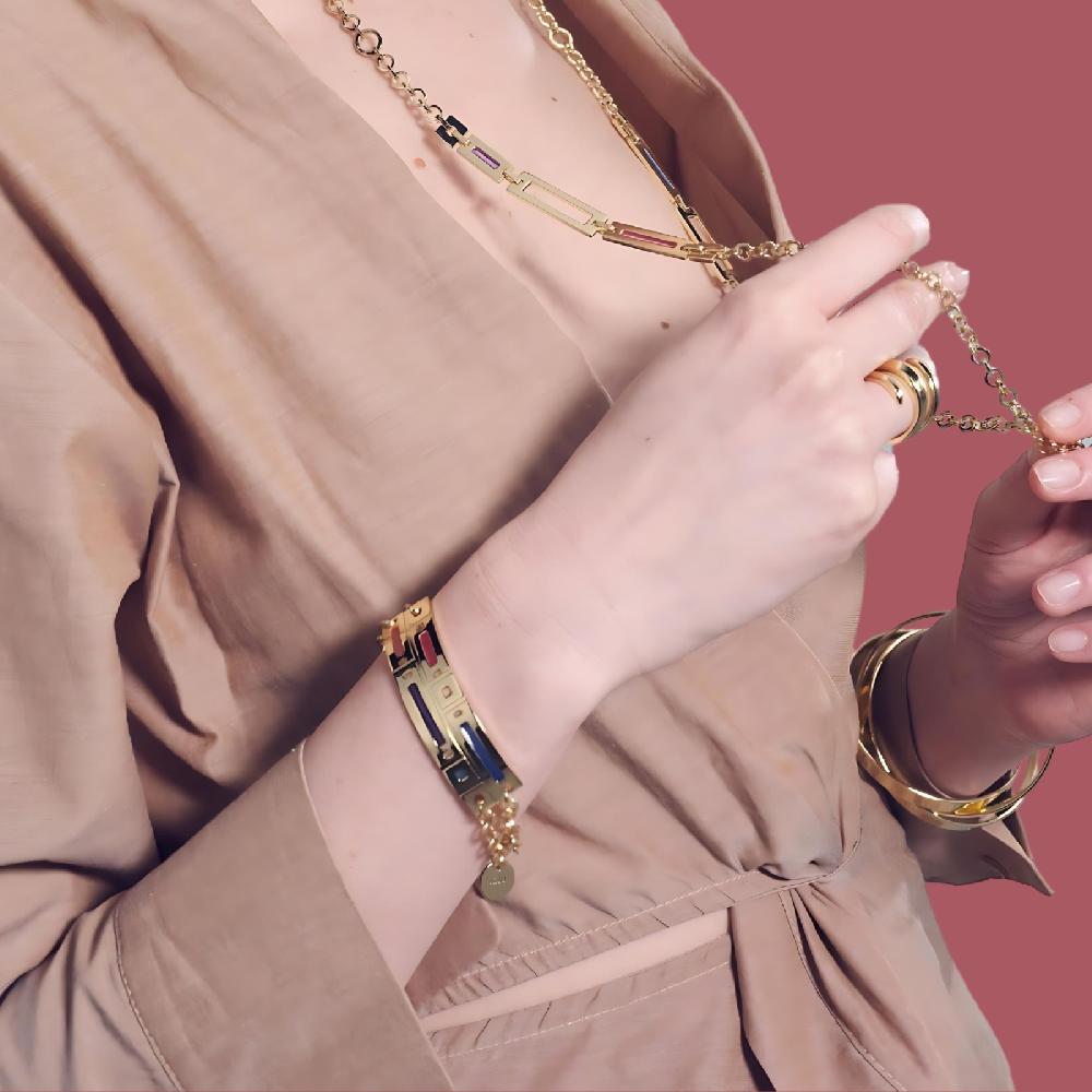 Unoaerre Bracciale in bronzo dorato e smalto colorato | UNOAERRE Gioielli Online