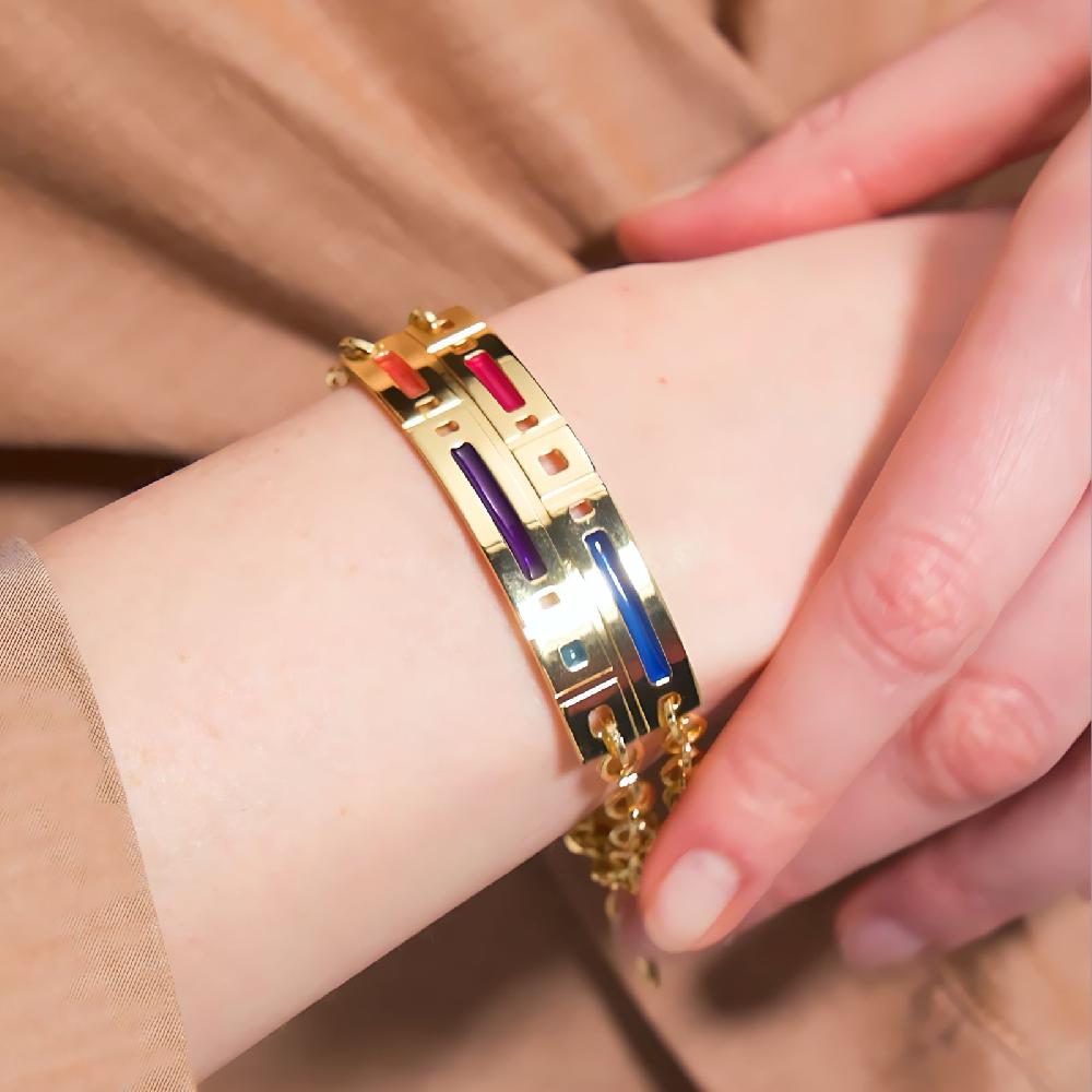 Unoaerre Bracciale in bronzo dorato e smalto colorato | UNOAERRE Gioielli Online