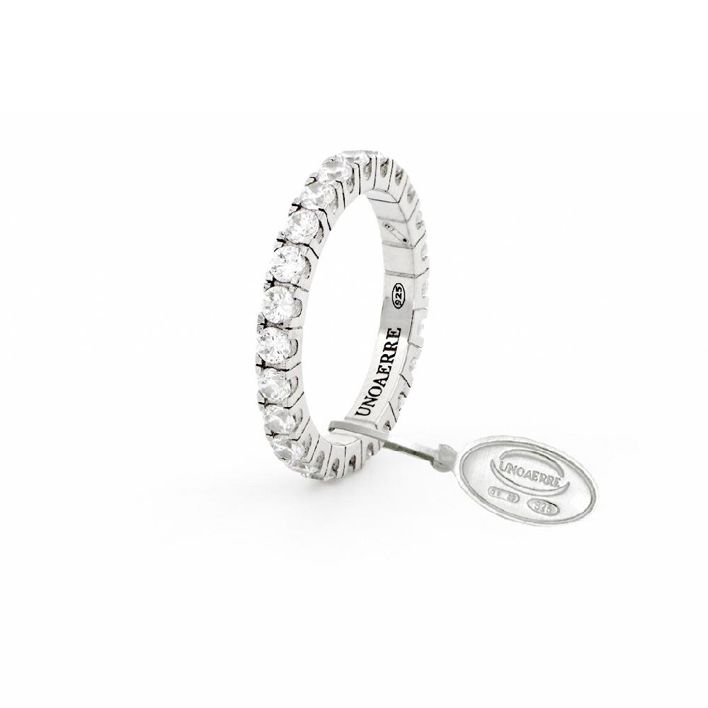 Unoaerre Anello veretta in argento e pietre zirconia cubica | UNOAERRE Gioielli 2025