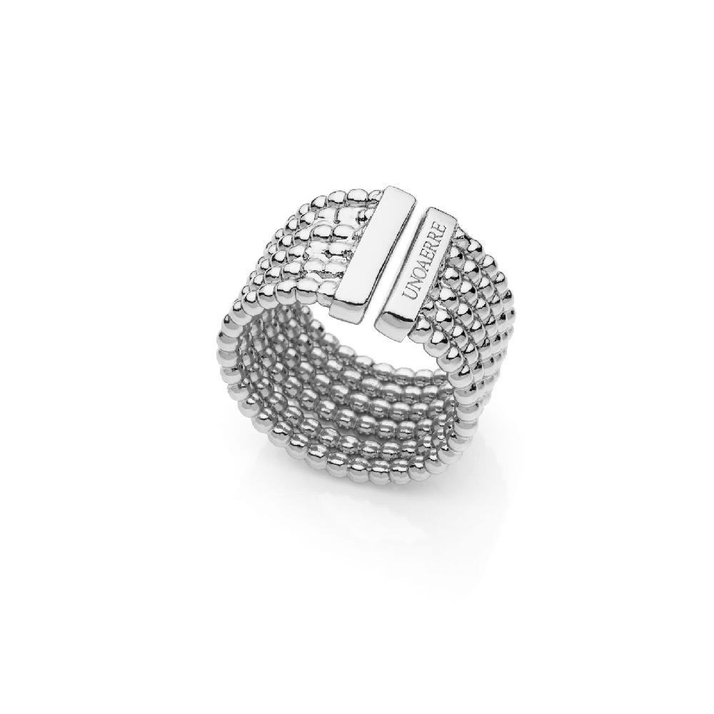 Unoaerre Anello a fascia con bagno in argento e catena a palline | UNOAERRE Gioielli Spedizione Gratuita