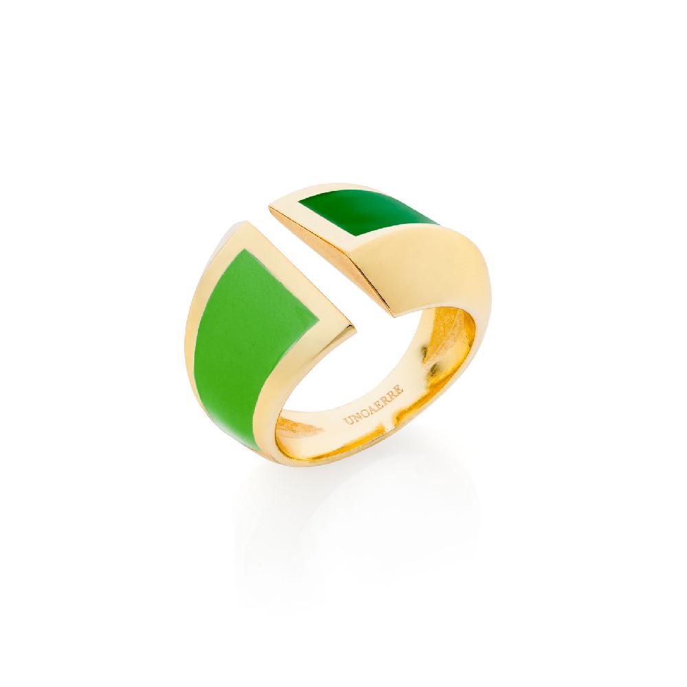 Unoaerre Anello a fascia smalto verde | UNOAERRE Gioielli Consegna Veloce